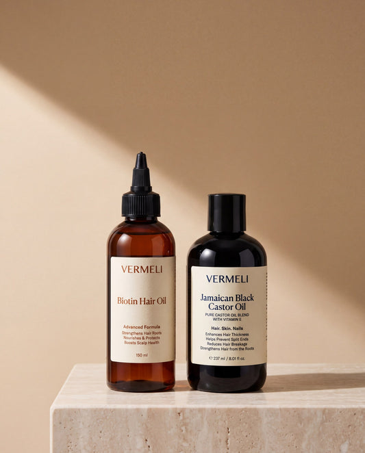 VERMELI The Hair Ritual Duo: Biotin Hair Oil and Jamaican Black Castor Oil